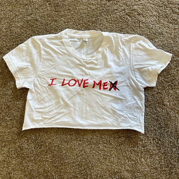 Los Angeles Apparel Tops - LA Apparel “I LOVE ME” Cropped T-Shirt
